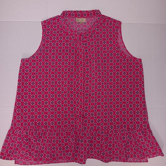 DG2 by DIANE GILMAN SLEEVELESS RUFFLED TRIM TOP - Picture 9 of 15